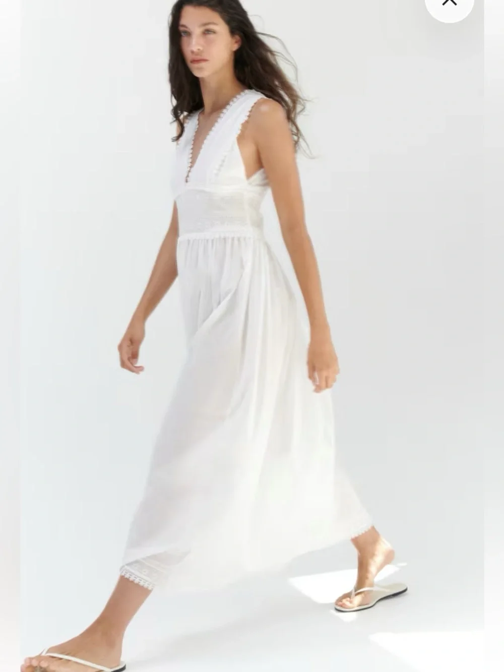 Muslin White Lace-Trim Maxi Dress - NWT, size S (will fit up to slim size 6) - Picture 4 of 6